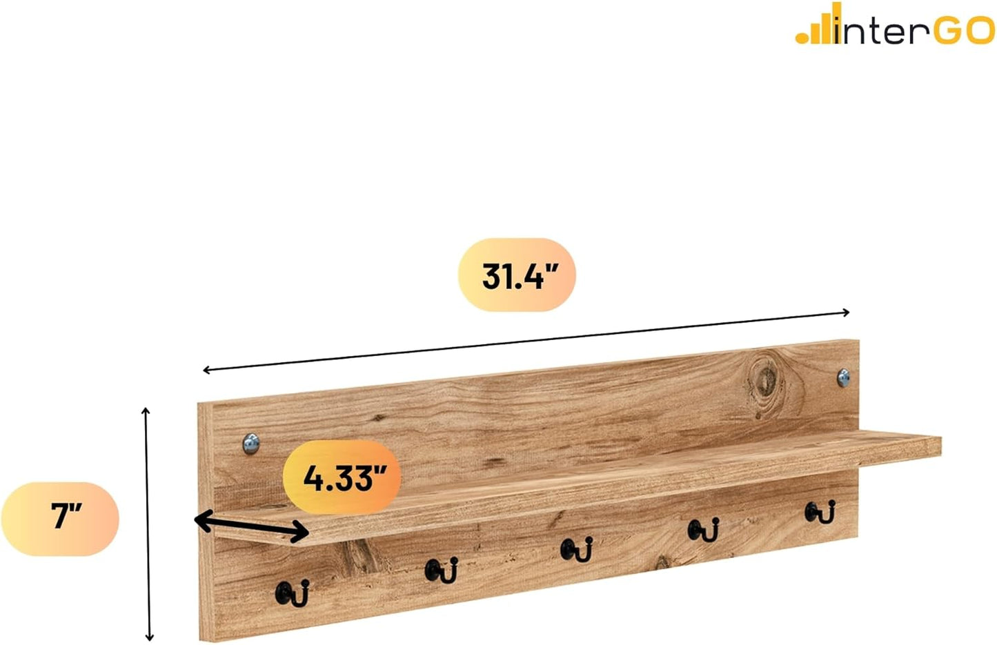 Modern Wall-Mounted Coat Rack with Shelf and Hooks - Wooden Entryway Organizer (Brown)