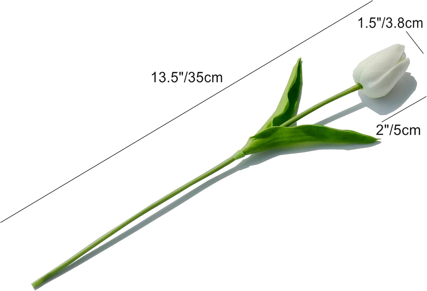 Mandy's Artificial Tulips 60 Stems White PU Faux Flowers for Wedding Home Decor 13.5 Inch