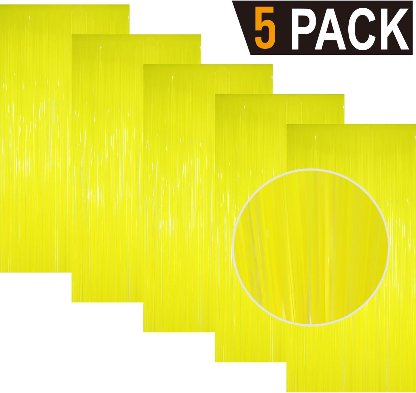 GOER 3.2 ft x 8.2 ft Metallic Tinsel Foil Fringe Curtains Party Photo Backdrop Party Streamers for Birthday,Graduation,New Year Eve Decorations Wedding Decor(5 Packs,Candy Lemon Yellow)