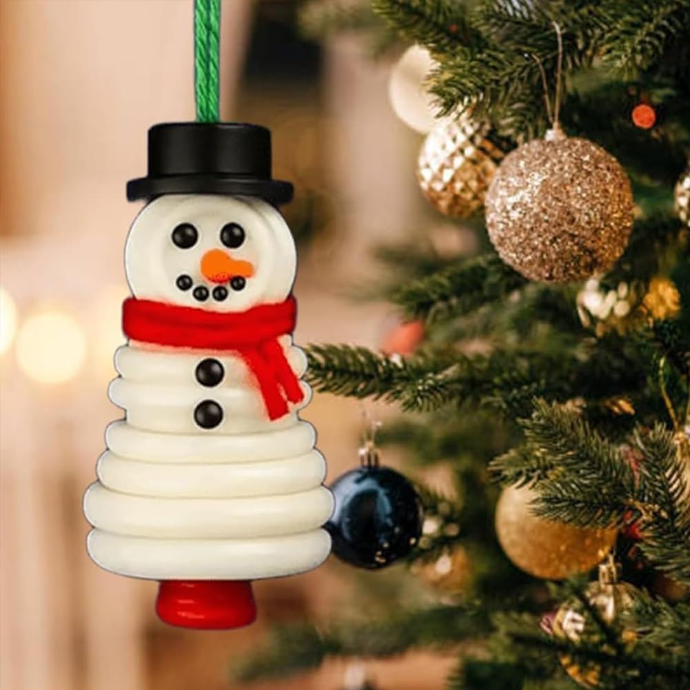 4pcs Button Christmas Tree Ornament Kits, Fun Holiday Decorations for All Ages, DIY Craft Buttons Kit with Christmas Snowman/Santa/Angel, Gifts for Xmas Tree Hanging Decorations (Snowman)