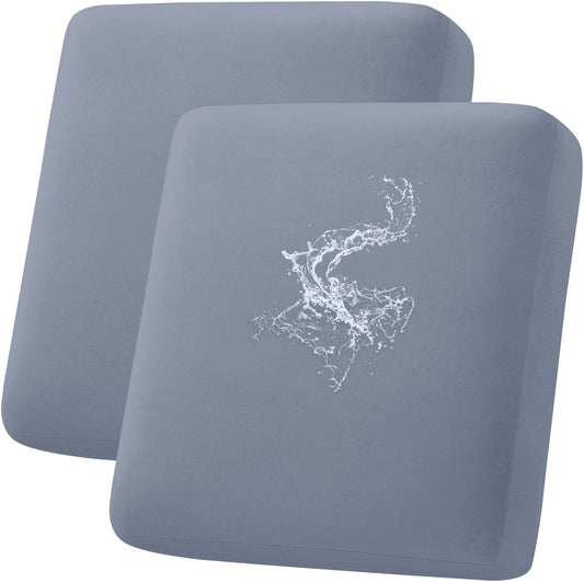 hyha Waterproof Couch Cushion Covers, Stretch Sofa Couch Seat Slipcover for Dog Washable, Non-Slip Waterproof Outdoor Cushion Covers for Patio Furniture Replacement (2 Pieces, Grey)