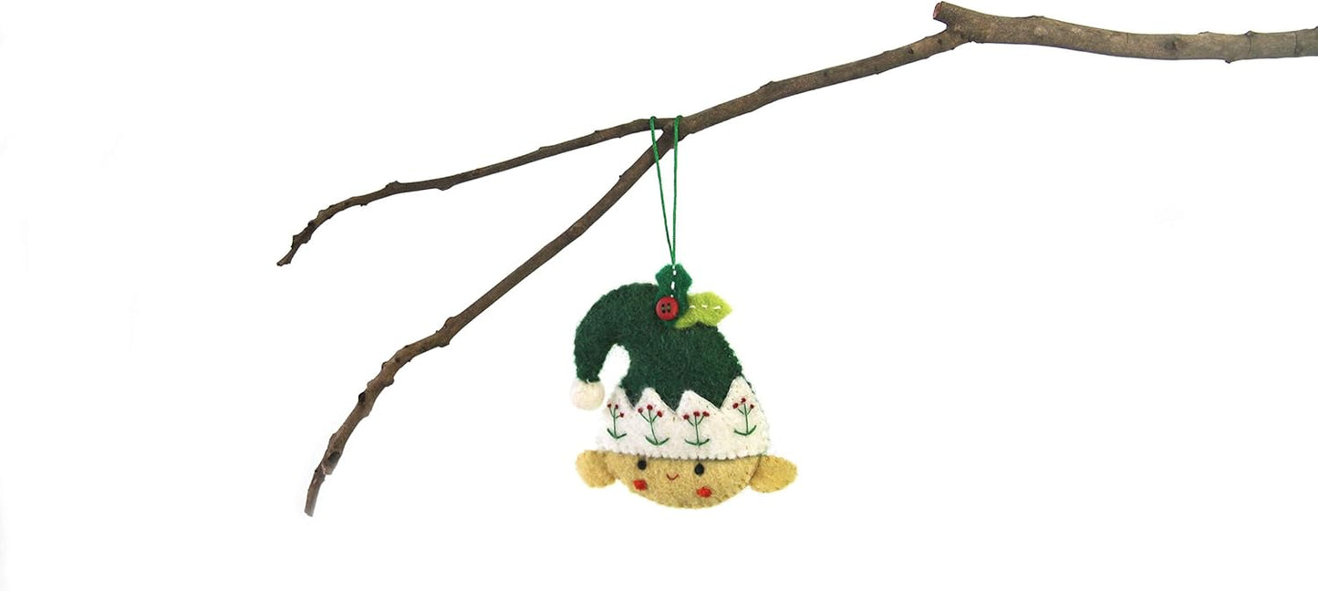 Hand Crafted Wool Felt Christmas or Winter Ornaments from Nepal, Elf (GLG60041-01)