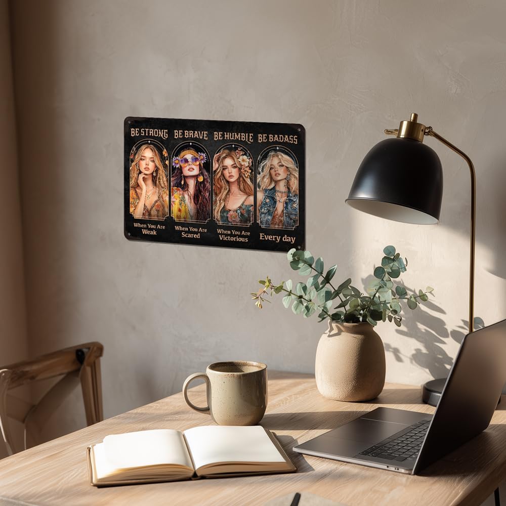 Heuhuww Vintage Positive Energy Wall Decor-Be Strong When You are Weak,Women Encourage And Inspire Metal Sign for Home Office Room Encouragement Gifts for Women Girls 8"x12"(H27)