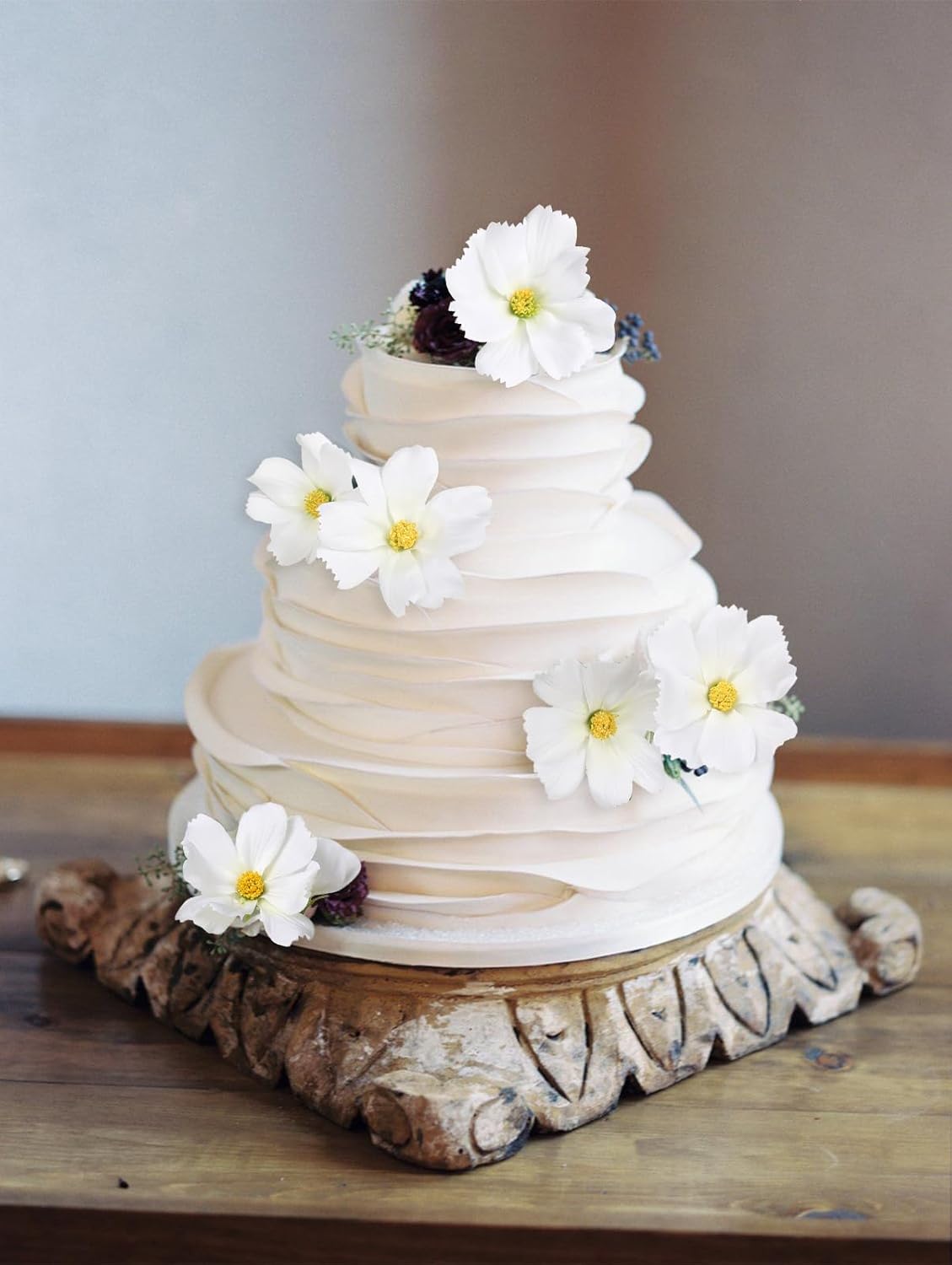 IPOPU White Daisy Flowers Artificial Cosmos 5PCS White Fake Wildflowers 24.5" Silk Flowers with Stems for Home Decor Indoor Artificial Daisies for Wedding Bouquets Floral Craft