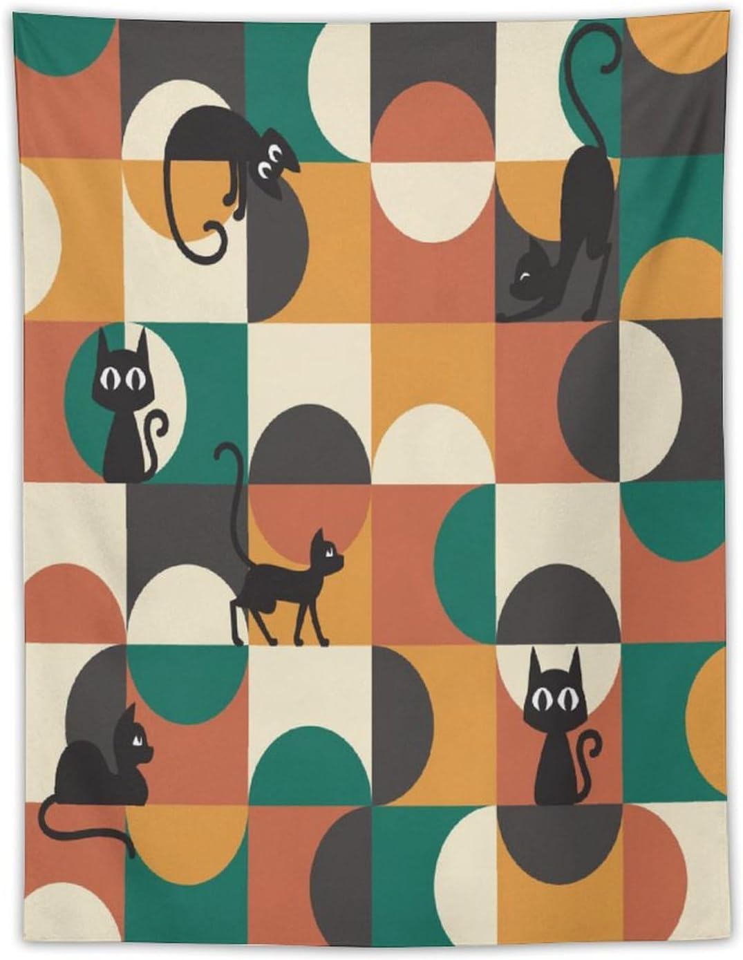 ICMOLYYENLO Boho Medieval Cat Tapestry, Abstract Atomic Starburst Geometric Aesthetic Art Wall Hanging For Bedroom Living Room Dormitory 50x60 Inches