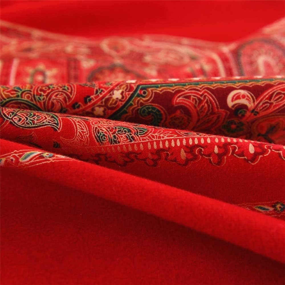 ABREEZE Queen Duvet Covers, Bohemian Retro Bedding Set, Coloful Mandala Down Comforter Cover, Boho Floral Style Quilt Cover, 100% Brushed Cotton, 1 Duvet Cover and 2 Pillow Shams,Red