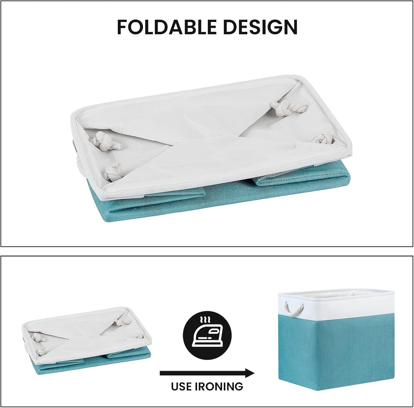 Bidtakay Storage Baskets Extra Large 17x12x15 In Teal Blue Nursery Toy Baskets Fabric Long Shelf Baskets for Organizing Set of 2 Linen Closet Bins for Shelves Decorative Blanket Basket Living Room