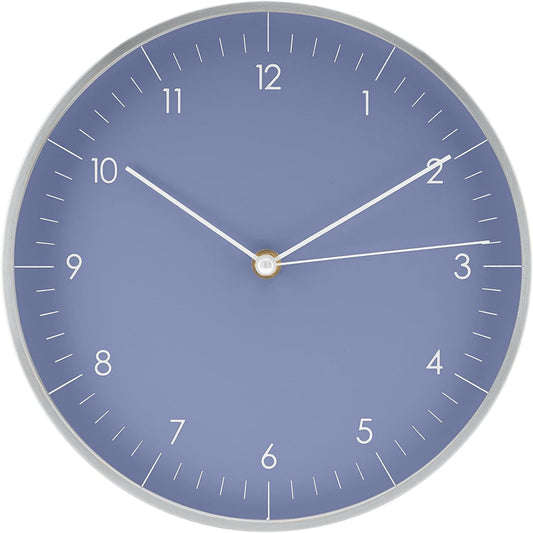 LUUK LIFESTYLE Minimalist Wall Clock with Silent Movement, no Ticking, Modern Design, Kitchen Clock, Decoration and Gift idea, in Blue and Silver