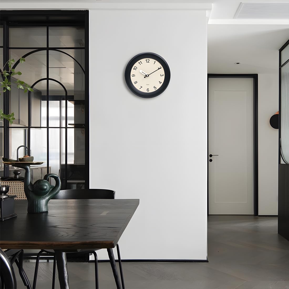 Kesin Wooden Wall Clock 12 Inch Silent Non Ticking Wall Clocks Battery Operated Simple Modern Small Analog Clocks Decorative for Kitchen, Living Room, Home,Bedroom, Office (Black)