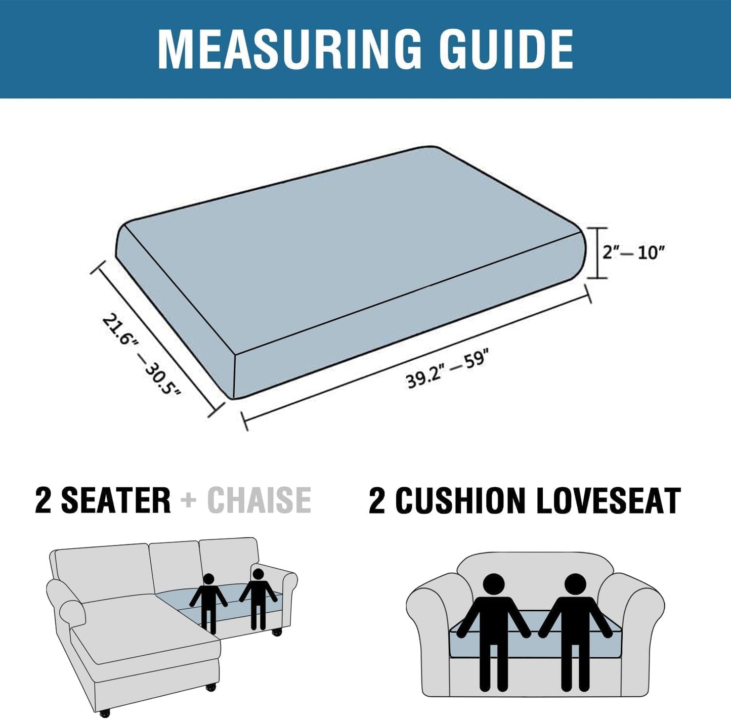 H.VERSAILTEX Super Stretch Individual Seat Cushion Covers Sofa Covers Couch Cushion Covers Slipcover Sets Thick Jacquard Textured Twill Fabric (1 Piece Loveseat Cushion Cover, Navy)