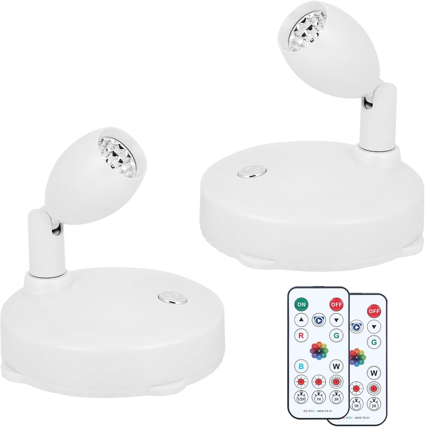 Cordless Spotlight Battery Operated, RGB Indoor Plant Light, Dimmable Accent Uplight with Remote, Color Changing Display Lighting for Picture Tree Photo Dartboard Painting Art