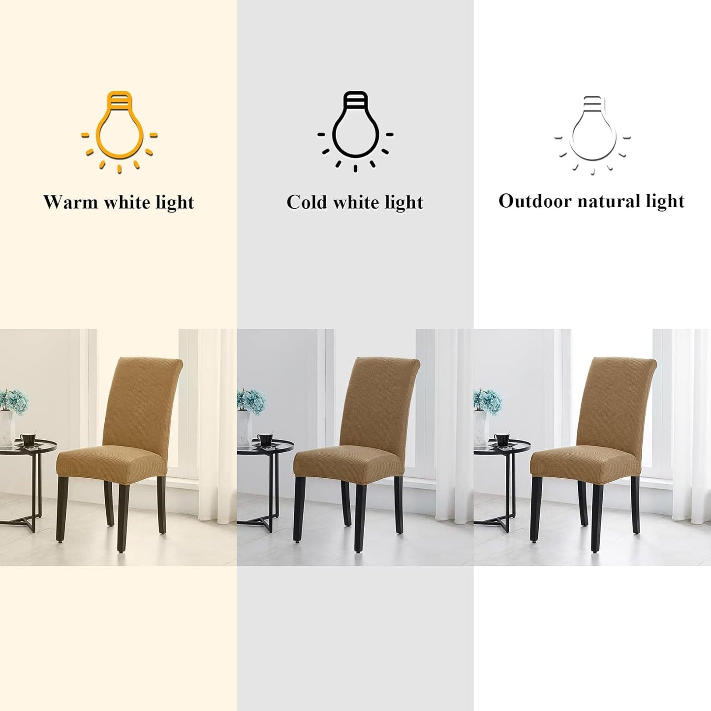 Joccun Chair Covers for Dining Room Set of 4, Dining Chair Slipcovers Stretch Dining Room Chair Covers Seat Protector,Washable Parsons Chair Cover for Home,Hotel,Banquet(Tan,4 Pack)