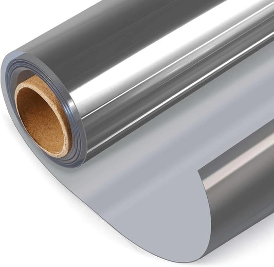 HIDBEA One Way Window Film, Daytime Privacy Sun Blocking Reflective Window Film No Glue Static Cling Heat Control Window Tinting Film for Home and Office, Gray Silver, 17.3 x 78.7 Inch