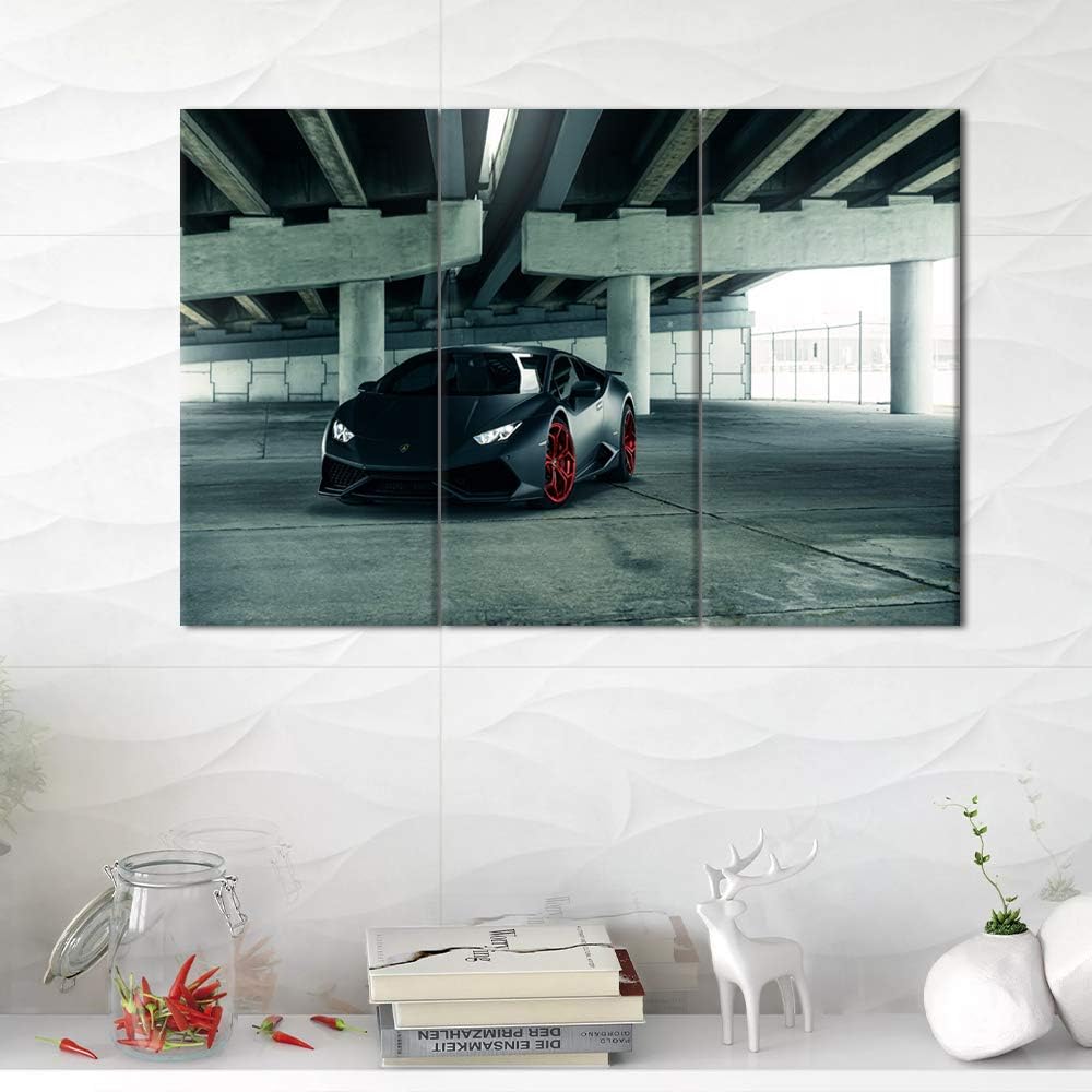 3 Piece Wall Art Wide Angle Shot of Sports Car Painting The Picture Print On Canvas Car Pictures for Home Decor Decoration Gift Piece Stretched by Wooden Frame,Ready to Hang - 40 x 20inch x 3 panels