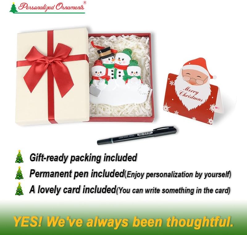 Personalized Bear Family Christmas Ornament 2024, Family of 6 Bear with Gift Box Ornaments for Christmas Tree, Personalized Bear Christmas Ornament, Unique Handmade Teddy Bear Christmas Ornament