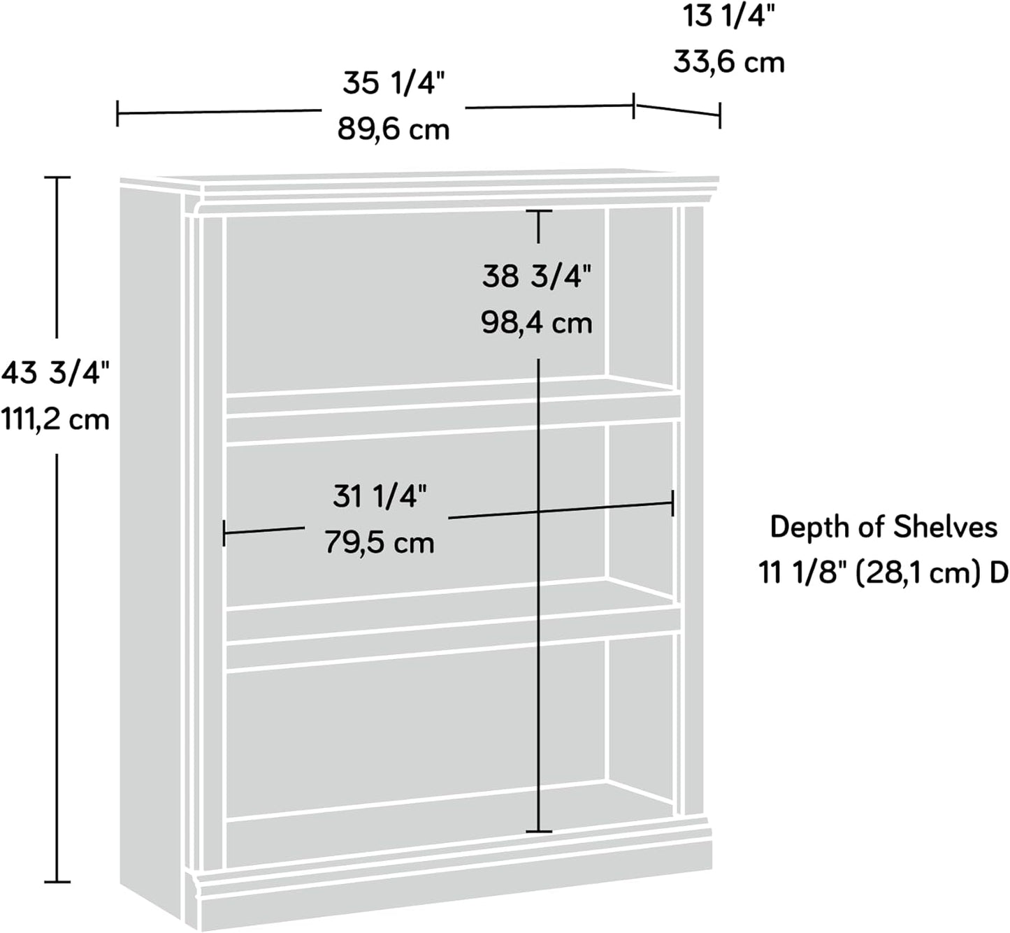 Sauder Miscellaneous Storage 3-Shelf Display Bookcase, Pacific Maple Finish