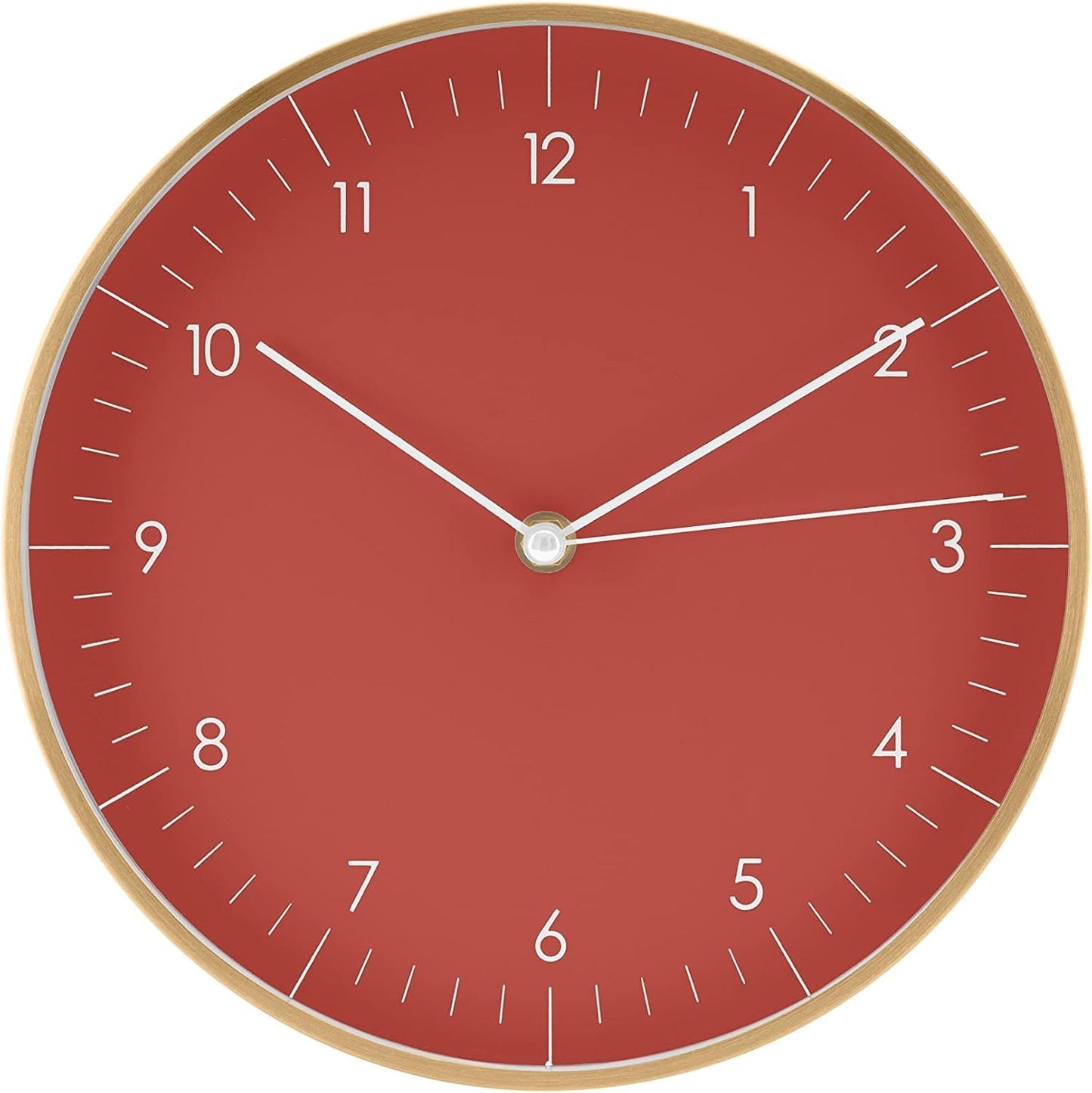 LUUK LIFESTYLE Modern Wall Clock with Silent Quartz Movement, Stylish and Elegant, for Living Room, Bedroom, Dining Room, red and Gold