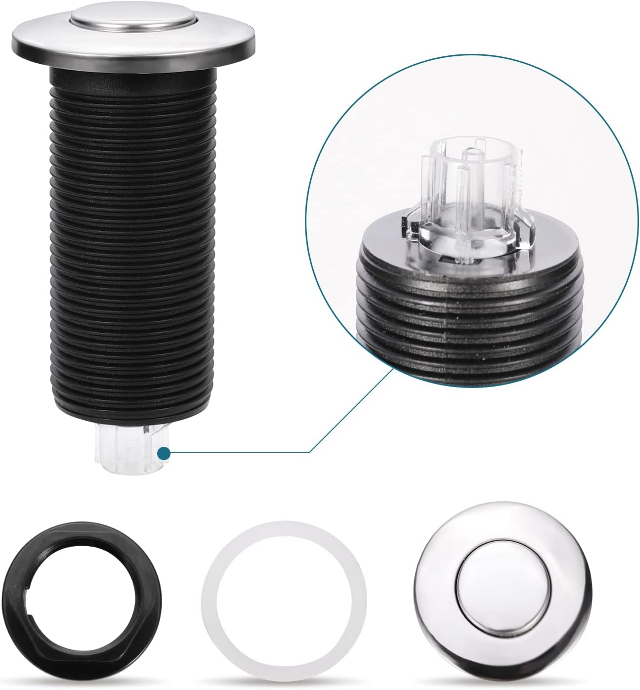 RQYEKDO Garbage Disposal Air Switch Kitchen Sink Top Long Stainless Steel Brushed Nickel Long 2.5" for Food and Waste Disposal On/Off Air Button Parts Copper…