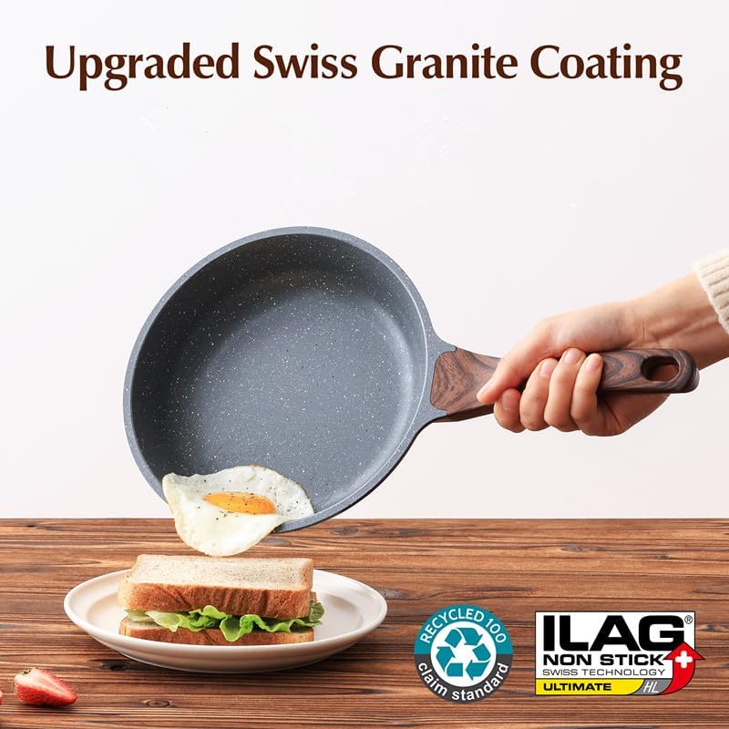 SENSARTE Nonstick Frying Pan Skillet with Lid, Omelet Pan with Cover, Healthy Cooking Chef's Pan, Kitchen Non Stick Pan, Free of Intentionally Added PFOA (11inch + Glass Lid)