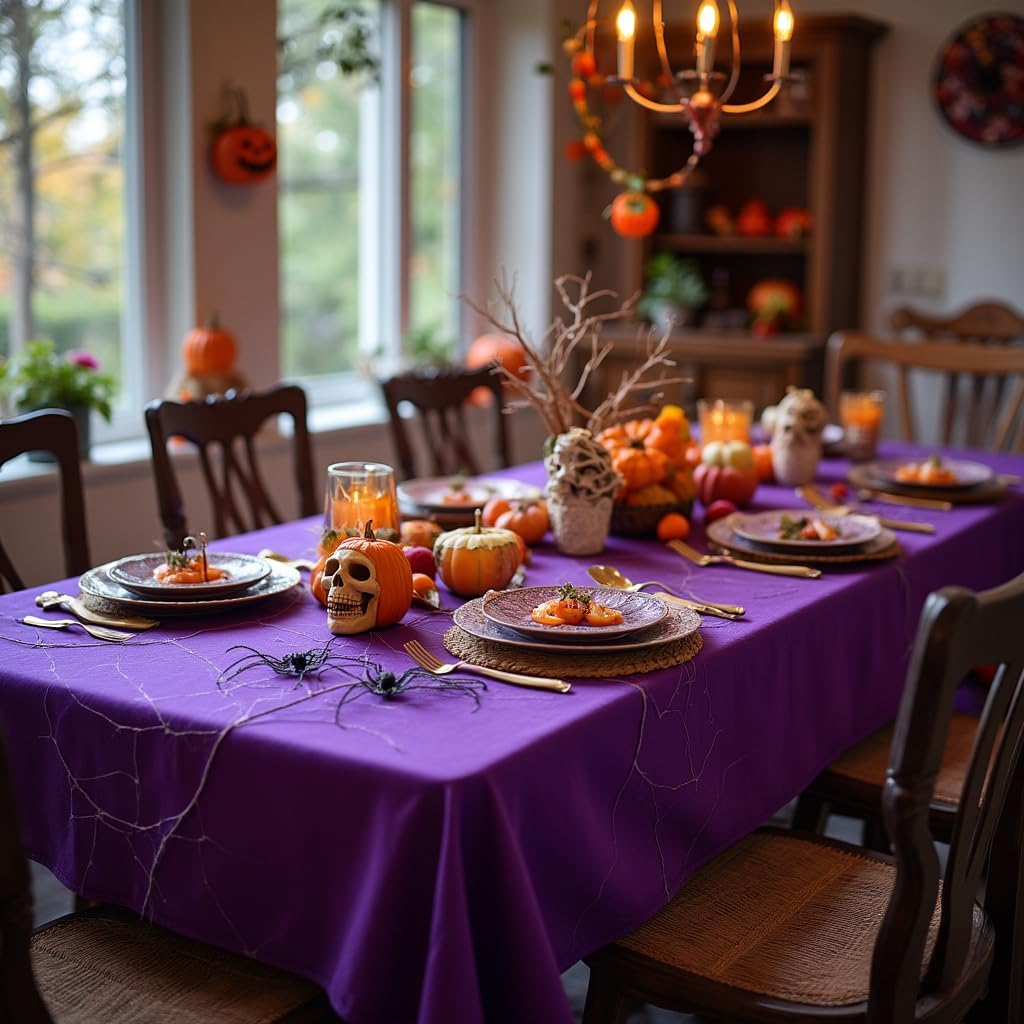 sancua Rectangle Tablecloth - 60 x 120 Inch - Stain and Wrinkle Resistant Washable Polyester Table Cloth, Decorative Fabric Table Cover for Dining Tables, Buffet Parties and Camping, Purple