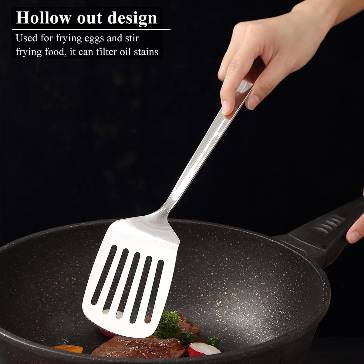 Homquen Stainless Steel Kitchen Utensils Set 4pcs, Cooking Utensils Set, Kitchen Tools Spatulas Set, Cooking Spoons, Home Essentials Kitchen Gadgets Accessories