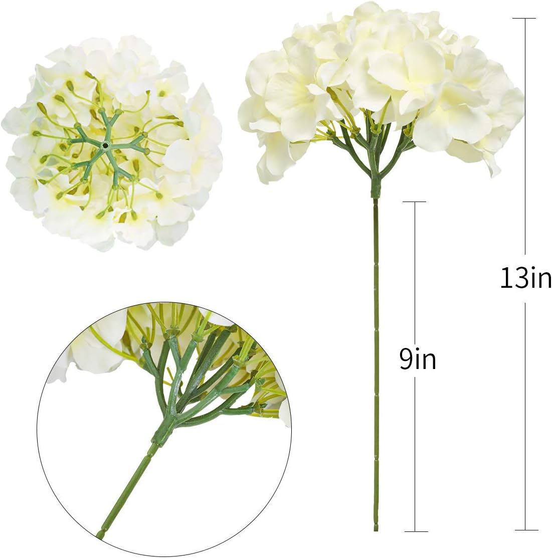 Tifuly Hydrangea Artificial Flowers with Stems 12pcs Fake Hydrangea Silk Flowers Faux Hydrangea Flowers Heads for Wedding Centerpiece Home Party Baby Shower Decor（Off White）