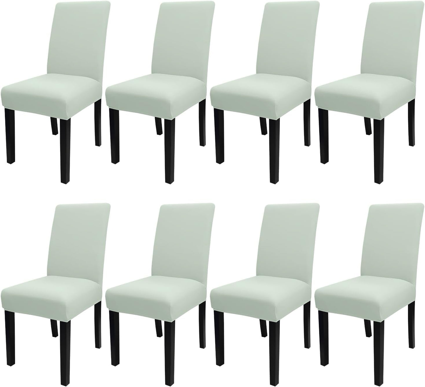 JQinHome Smoke Green Chair Covers for Dining Room Set of 8, High Stretch Removable Washable Parsons Chair Slipcover for Home Party Hotel Wedding Ceremony (8PCS, Smoke Green)