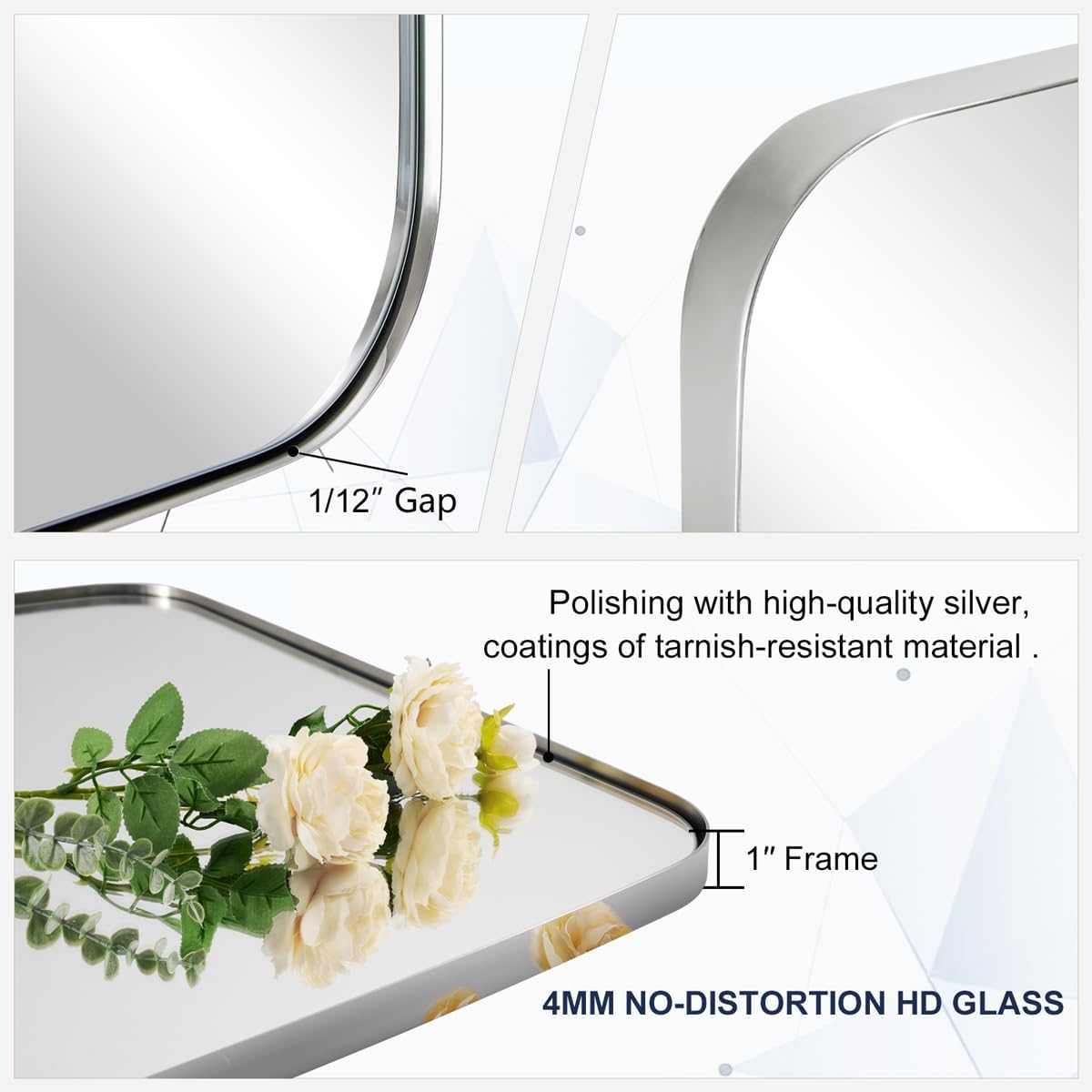 ANDY STAR Polished Chrome Mirror, 24x32 Oblong Bathroom Mirror for Vanity with Stainless Steel Metal Frame, Silver Oval Mirror Modern Anti Rust Wall Mounted