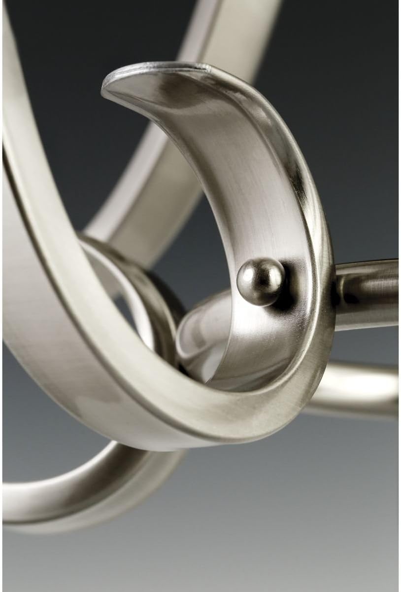 Torino Collection 3-Light Etched Glass Transitional Inverted Pendant Light Brushed Nickel