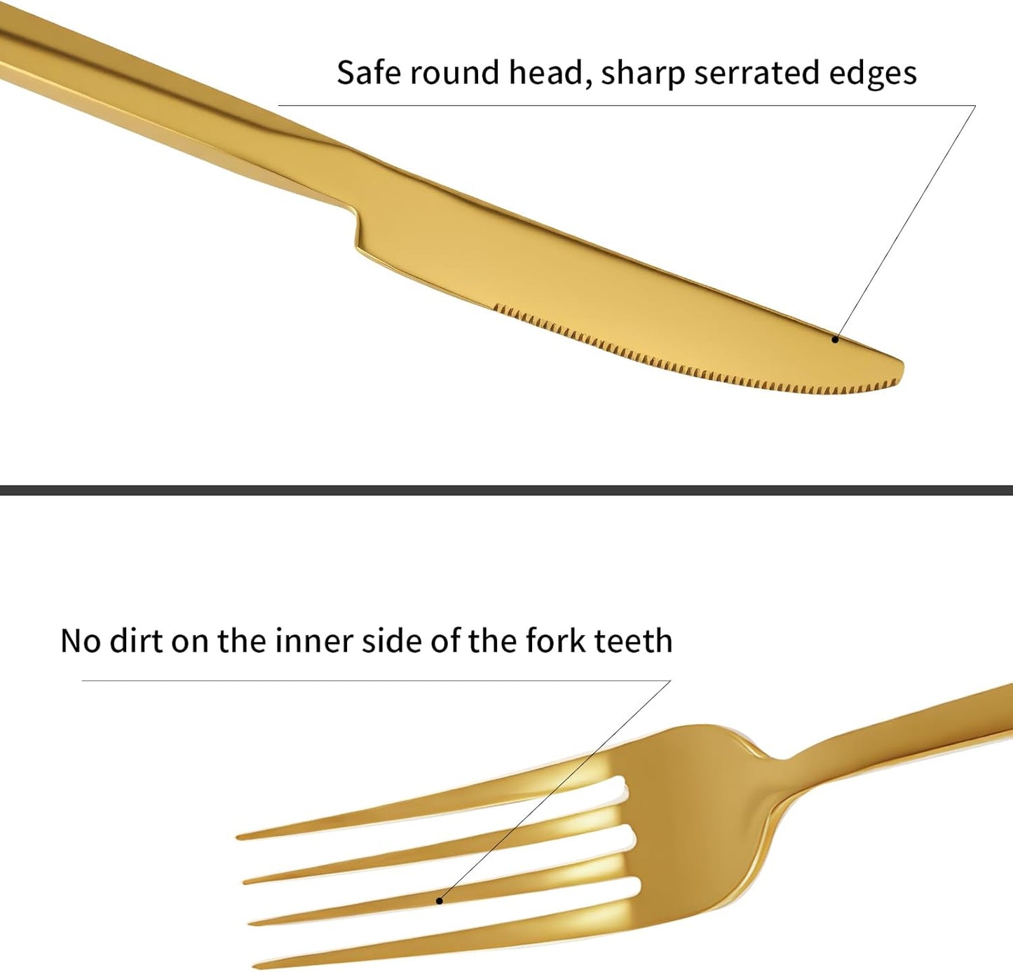 Stainless Steel Flatware Set Hand Forged 18/10 Silverware Set Cutlery Set Gold Cuboid Handle Mirror Finished 20 Pieces Service for 4