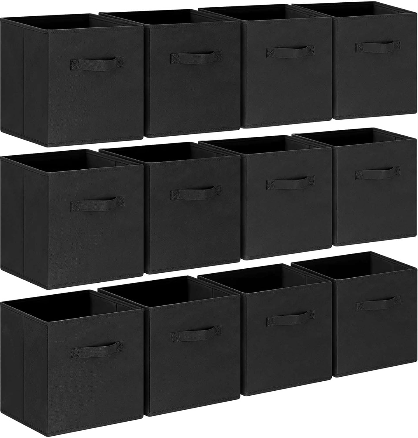 GhvyenntteS Storage Cubes 12 Pack, 11 Inch Cube Storage Bins with Dual Handles, Collapsible Heavy Duty Fabric Bins for Shelves Closet, Baskets for Organizing Clothes Bedding Toys Books (Black)