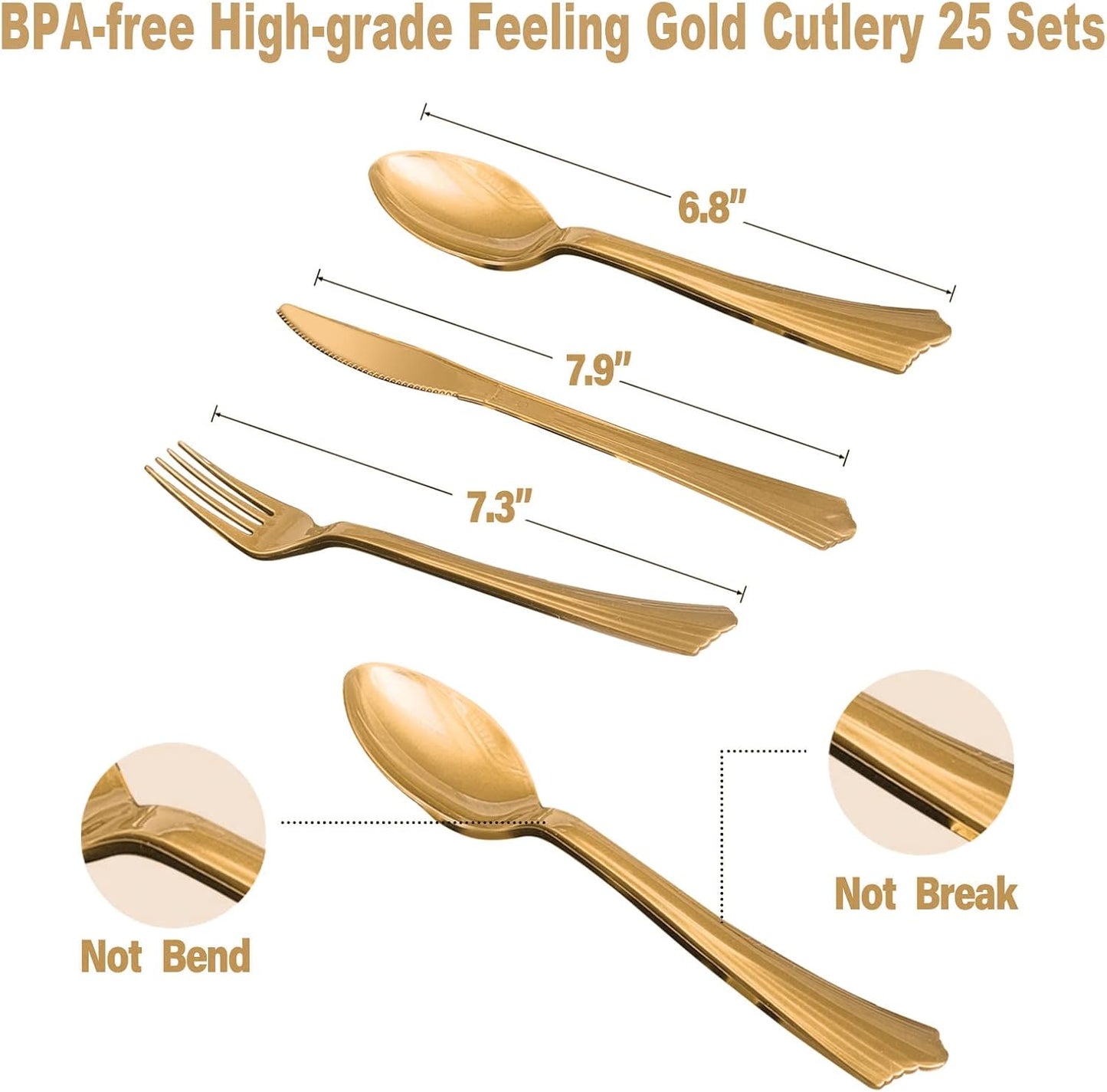 AIRE 175PCS Black and Gold Paper Plates Party Supplies for 25 Guests Disposable Party Decorations Dinnerware Golden Dot Black Paper Plates Napkins Cups Gold Plastic Forks Knives Spoons for Parties