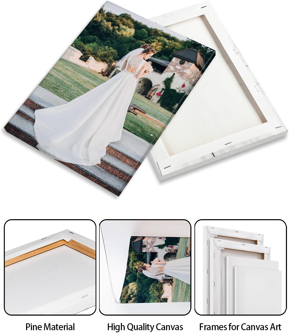 AbcCustomize Canvas Prints with Your Photos, Personalized Photo To Canvas Print for Bedroom, Living Room, Farmhouse Office Decor,Custom Canvas Wall Art for Gifts & Keepsakes, Ready to Hang