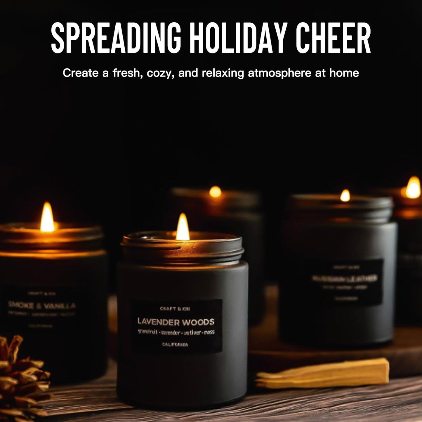 Scented Candles Gifts, Gift for Men, 4 Pack Candles Set, Soy Candle for Home Scented, Birthday Gifts Candle Set for Men Scents of Magnolia Sandalwood/Oak/Amber Patchouli/Leather