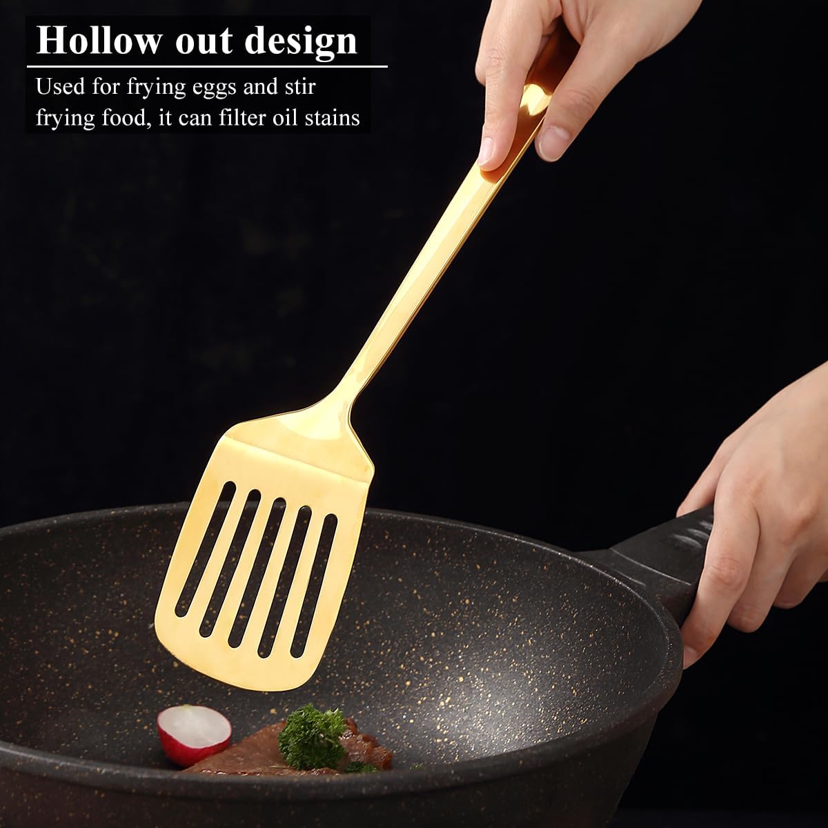 Homquen Gold Kitchen Utensils Set 4pcs, Titanium Gold Plating Stainless Steel Cooking Utensils Set, Kitchen Tools Spatulas Set, Cooking Spoons, Home Essentials Kitchen Gadgets Accessories