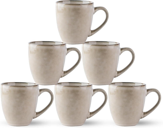 GBHOME Ceramic Coffee Mugs Set of 6, 12oz Stoneware Coffee Mugs Set For Dad Mom Women MEN, Light Weight Coffee Cups for Latte/Tea/Beer/Hot Cocoa, Dishwasher & Microwave Safe,Cappuccino