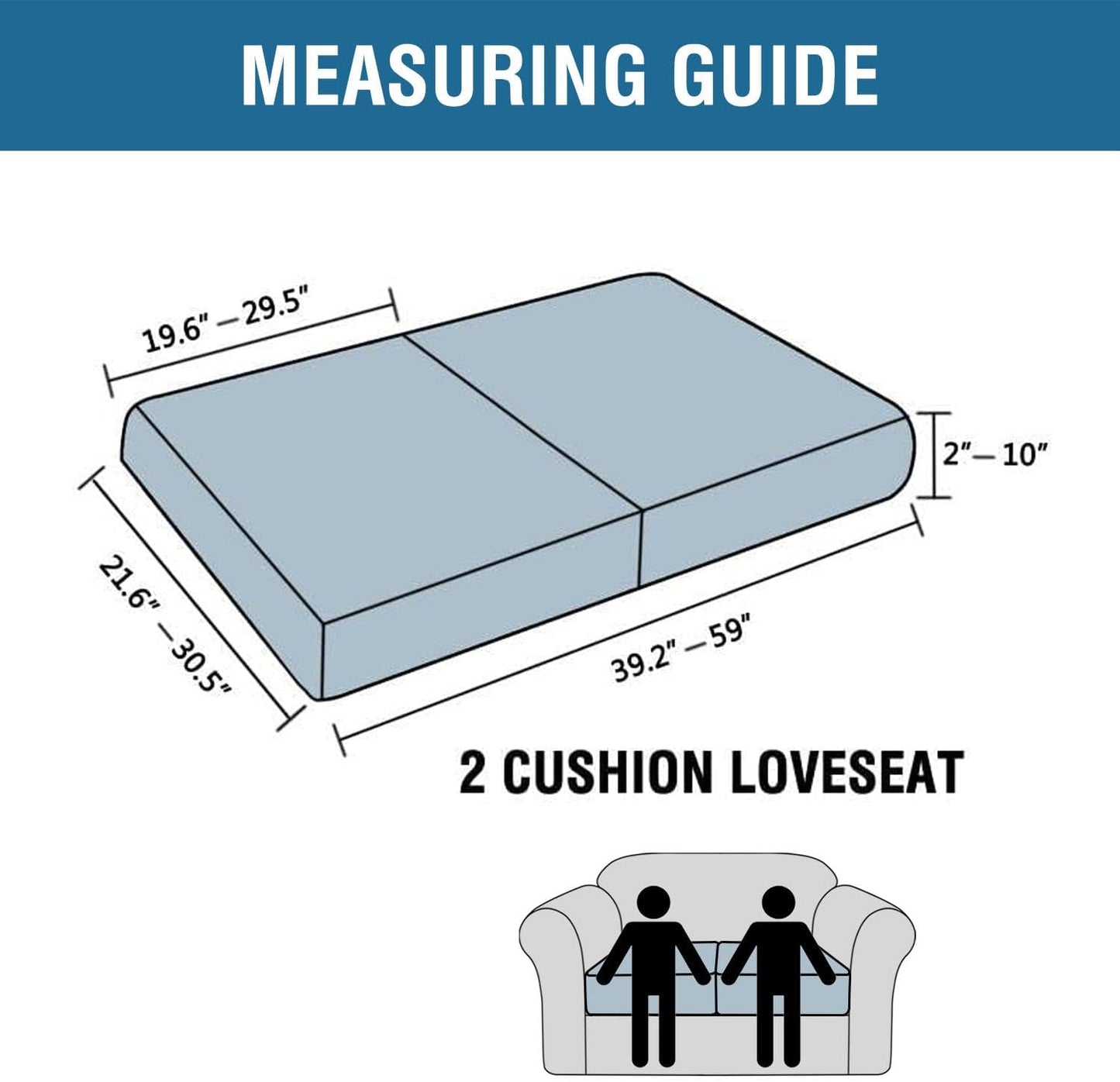 H.VERSAILTEX Super Stretch Individual Seat Cushion Covers Sofa Covers Couch Cushion Covers Slipcover Sets Thick Jacquard Textured Twill Fabric (2 Piece Medium Sofa Cushion Covers, Taupe)