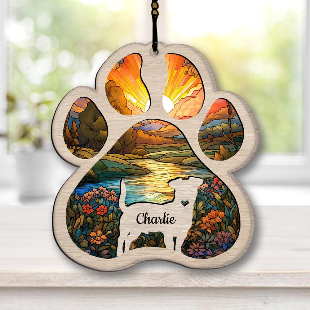 Personalized Saint Bernard Suncatcher Dog Memorial Gifts, Custom Saint Bernard Ornament Christmas Tree, Pet Remembrance Gift, Loss of Dog Sympathy Gift, Pets Memorial Ornament, Pet Loss Suncatcher