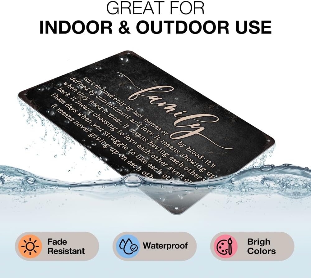 Heuhuww Family Isn't Defined Only By Last Names or By Blood Tin Sign for Home Office Room Wall Decor Gifts for Sister Best Friend Adopted Family 8"x12"(H23)