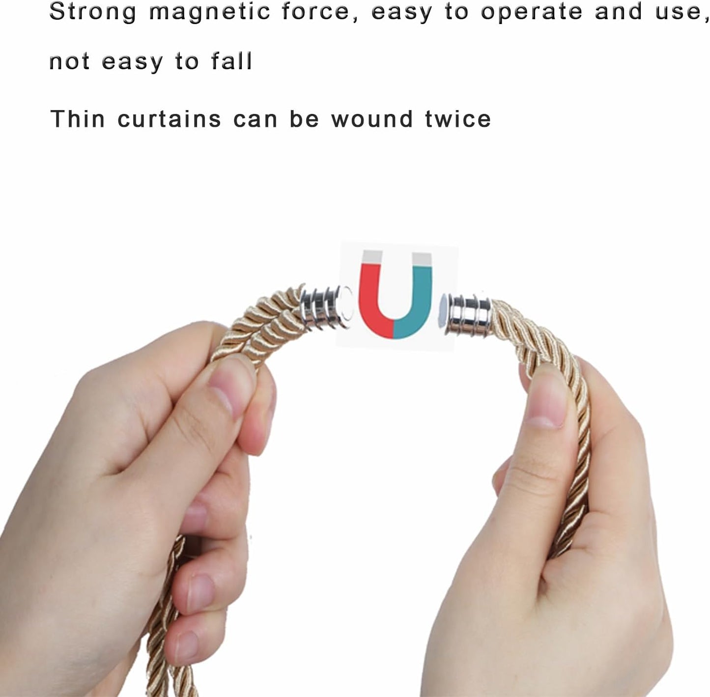 Fenghuangwu 4Pack Magnetic Jute Curtain Tiebacks – Bohemian Style Handmade Woven Tie-Backs for Drapes,Elegant Exquisite Knot Holdbacks,Outdoor Boho & Modern Home Decor