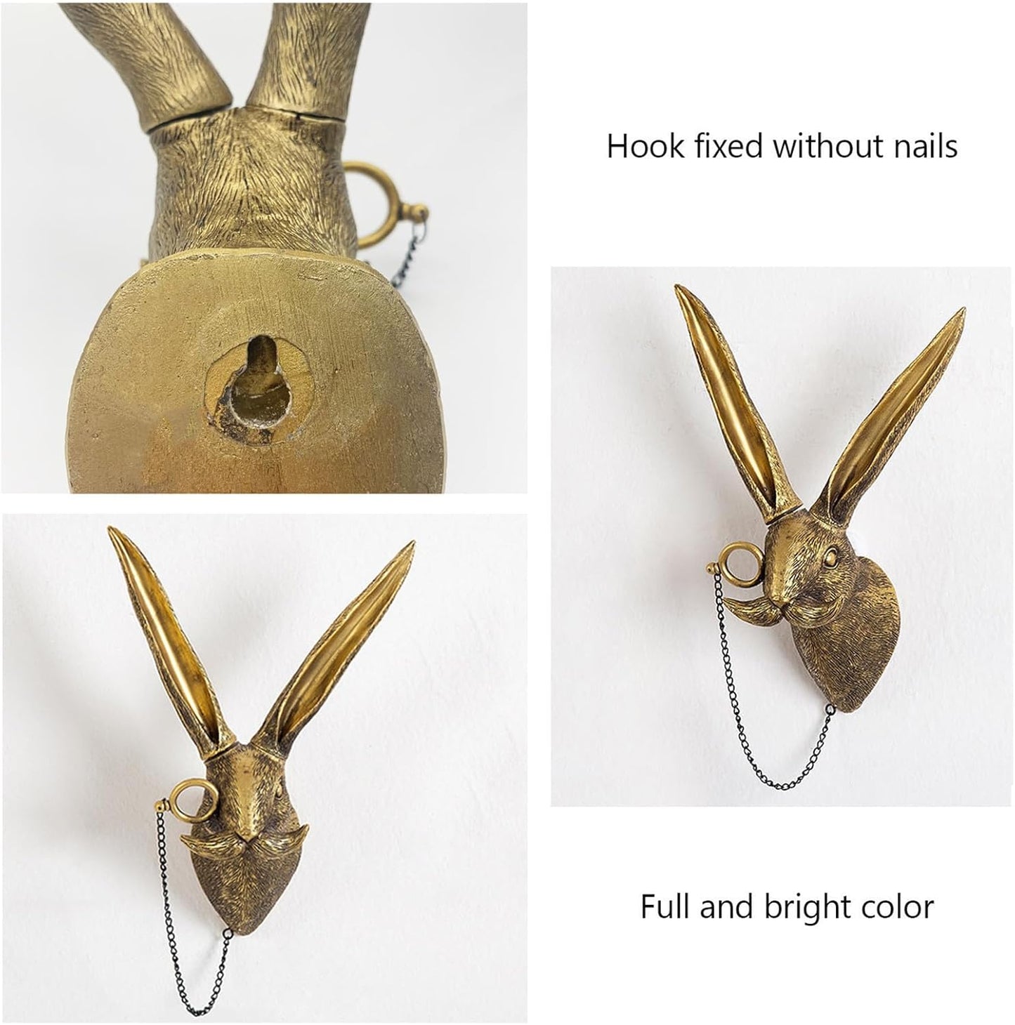 GUASDIE Animal Heads Wall Decor, Faux Deer & Rabbit Heads, Resin Animal Wall Hanging Decoration for Living Room, Bedroom & Kitchen Gift