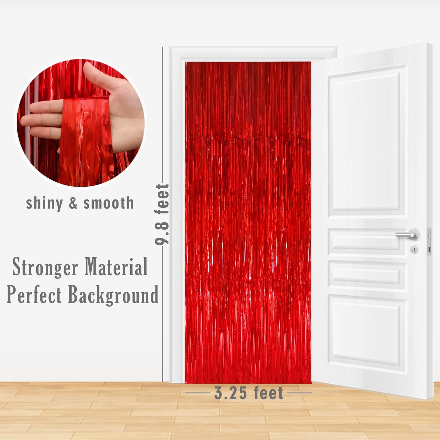 GOER 3.2 ft x 8.2 ft Metallic Tinsel Foil Fringe Curtains Party Photo Backdrop Party Streamers for Birthday,Graduation,New Year Eve Decorations Wedding Decor (5 Packs,Red)