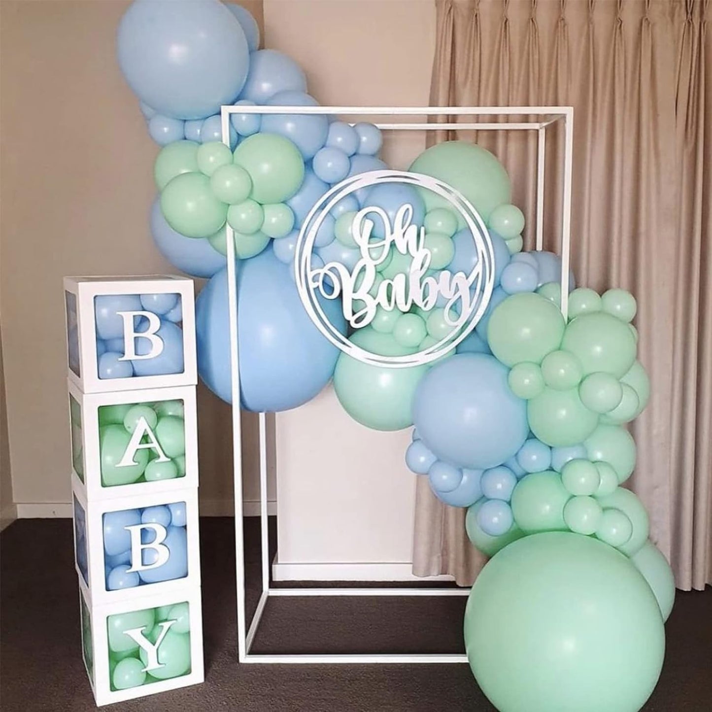 130pcs Mint Green Balloons Different Sizes 18" 12" 10" 5" Pastel Light Green Balloons for Boys Girls Birthday Baby Shower Gender Reveal Wedding Decorations