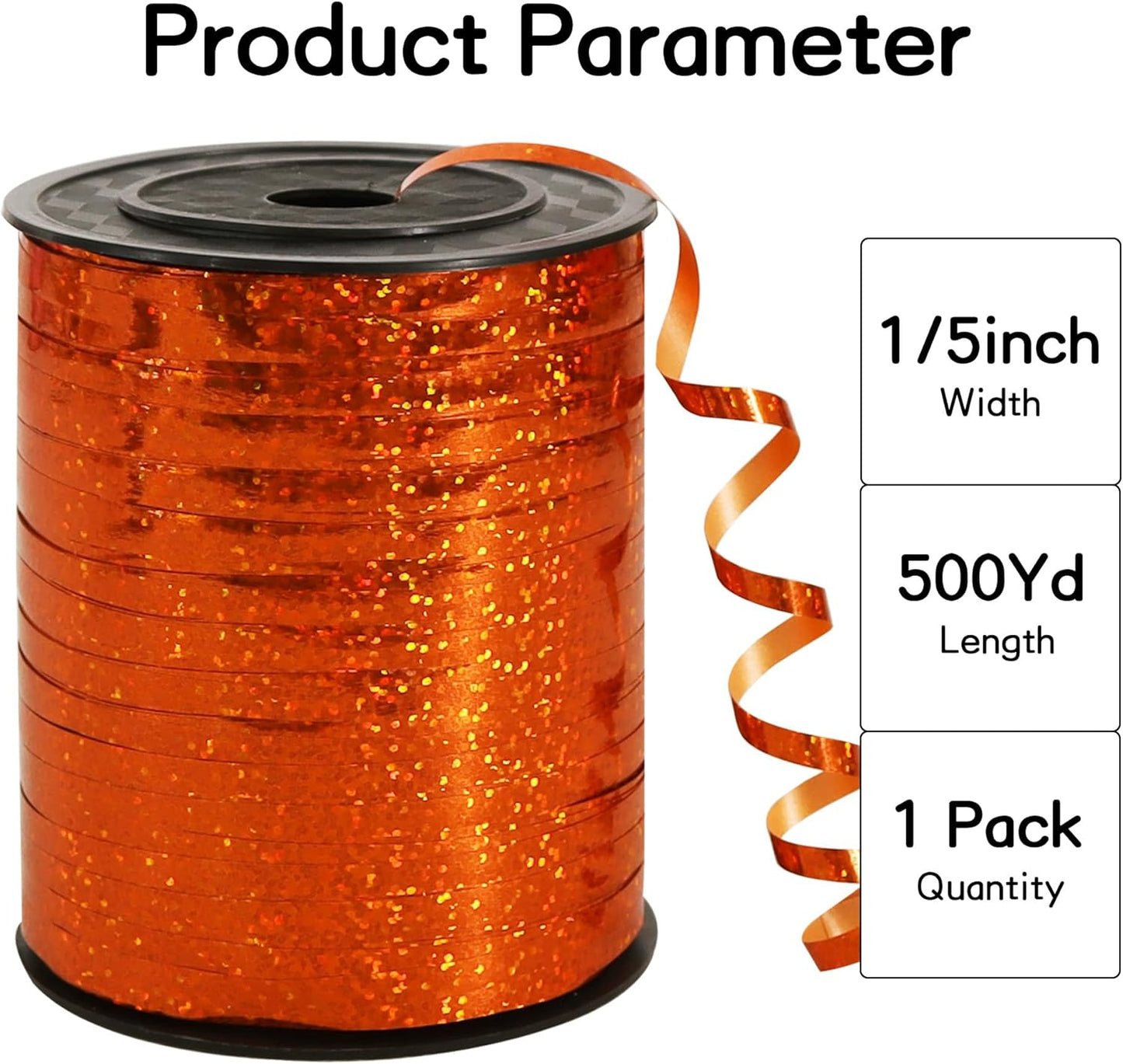 BEISHIDA 500 Yards Orange Ribbon Crimped Curling, Balloon String Shiny Metallic Roll for Gift Wrapping Ribbon Birthday Halloween Fall Harvest Retirement Party Decorations