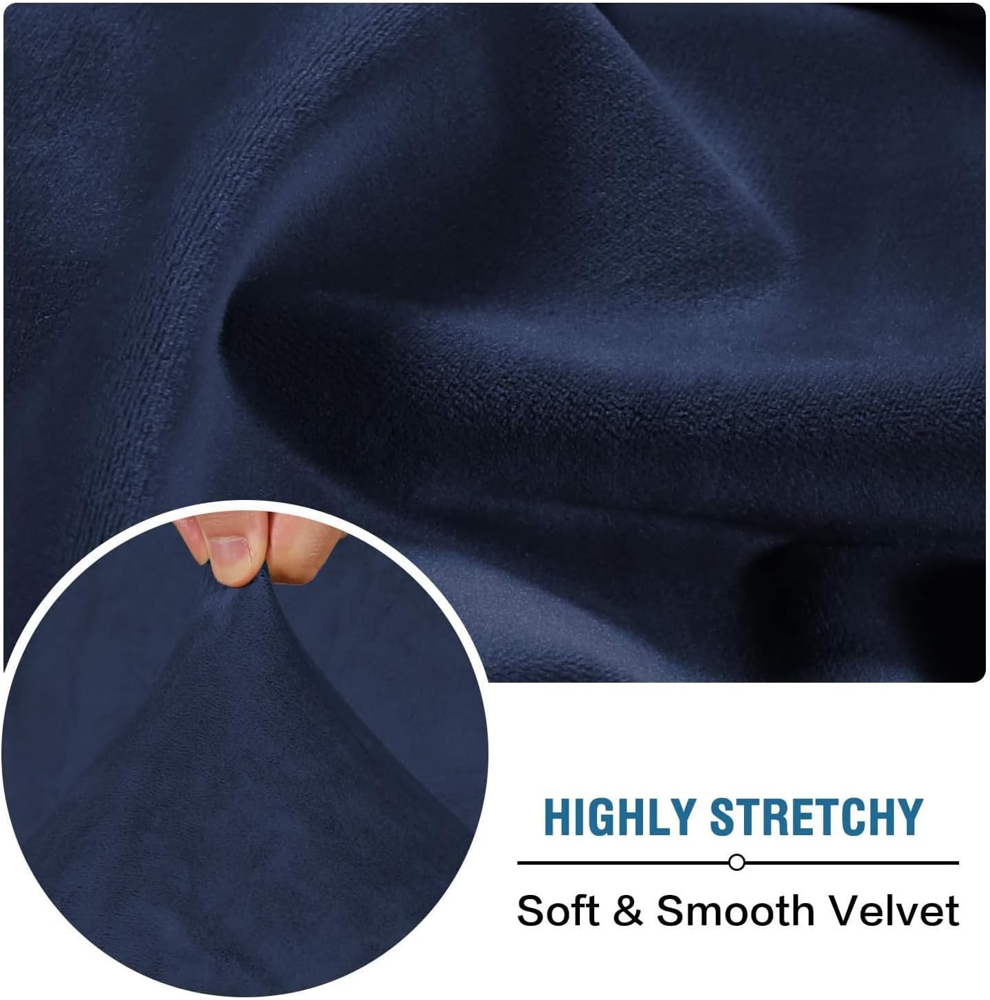 H.VERSAILTEX Velvet Stretch Individual Chaise Cover Sectional Couch Covers for L Shaped Sofa Both Left/Right Furniture Protector Seat Cushion Sofa Cover (1 Piece Chaise Cover, Navy)