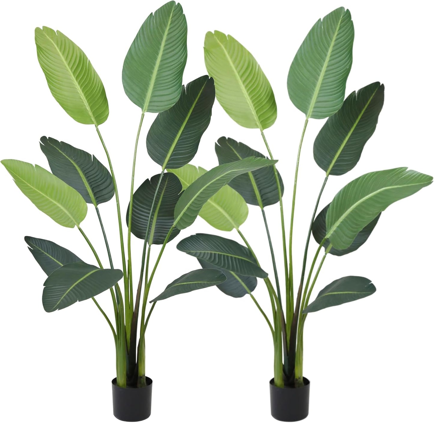 Worth Garden 59in Artificial Bird of Paradise Plant 4.9ft, Set of 2 Faux Tropical Trees for Living Room and Office Décor, Perfect for Indoor and Outdoor Greenery