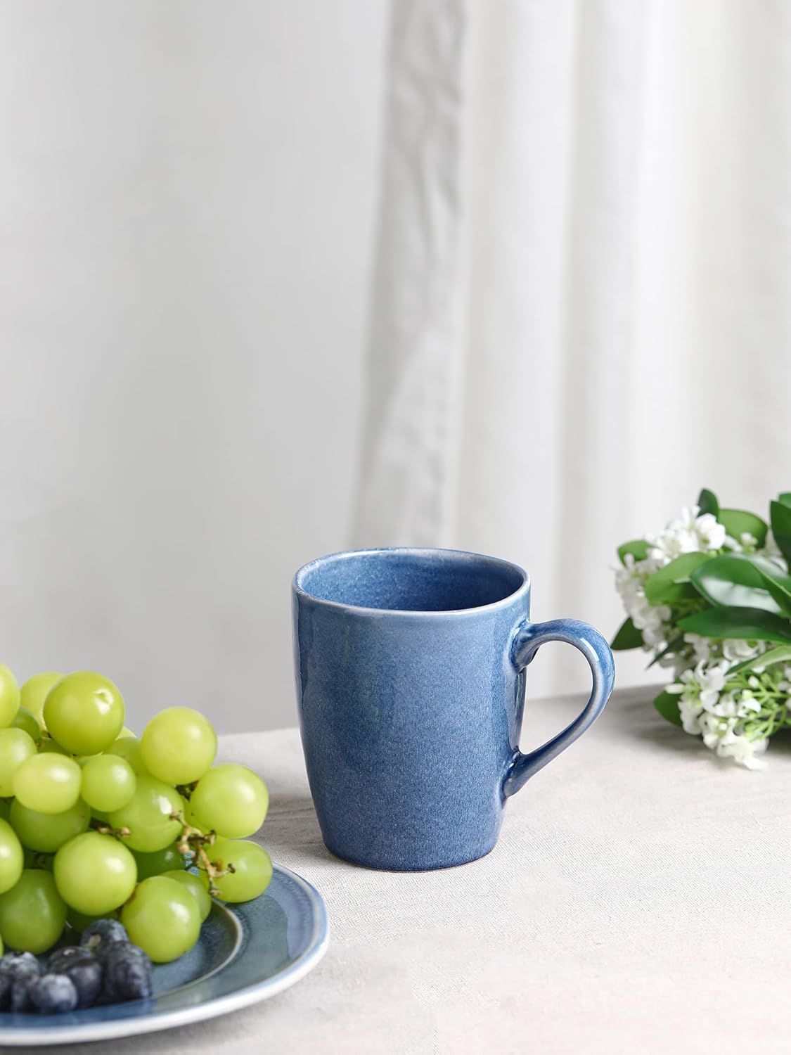 famiware Aurora Coffee Mugs, 14oz Mug Set of 4, Stoneware Mug, Cups for Kitchen, Cappuccino, Latte, Reactive Glaze, Microwave Safe, Scractch-resistant, Lagoon Blue