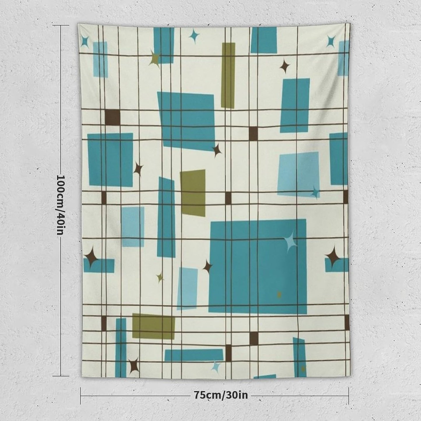 ICMOLYYENLO Boho Medieval Cat Tapestry, Abstract Atomic Starburst Geometric Aesthetic Art Wall Hanging For Bedroom Living Room Dormitory 50x60 Inches