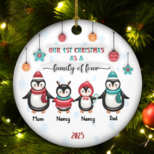 2025 Family Christmas Ornament - Personalized Custom Penguin Family Ornament - Holiday Tree Decoration Keepsake Gift