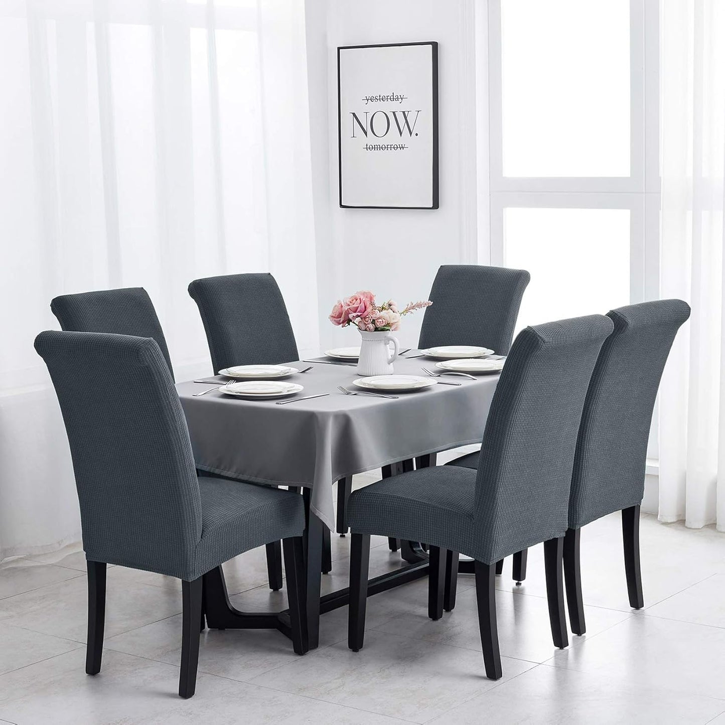 Joccun Chair Covers for Dining Room Set of 2,Dining Chair Slipcovers Stretch Dining Room Chair Covers Seat Protector,Washable Parsons Chair Cover for Home,Hotel,Banquet(Gray,2 Pack)